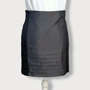 Bebe Black & Silver Stretchy Mini Skirt With Removable Elastic Belt Sz 8